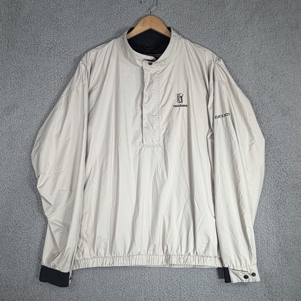 FootJoy DryJoys Mens XL Beige Golf Pullover Quarter Zip Windbreaker Jacket